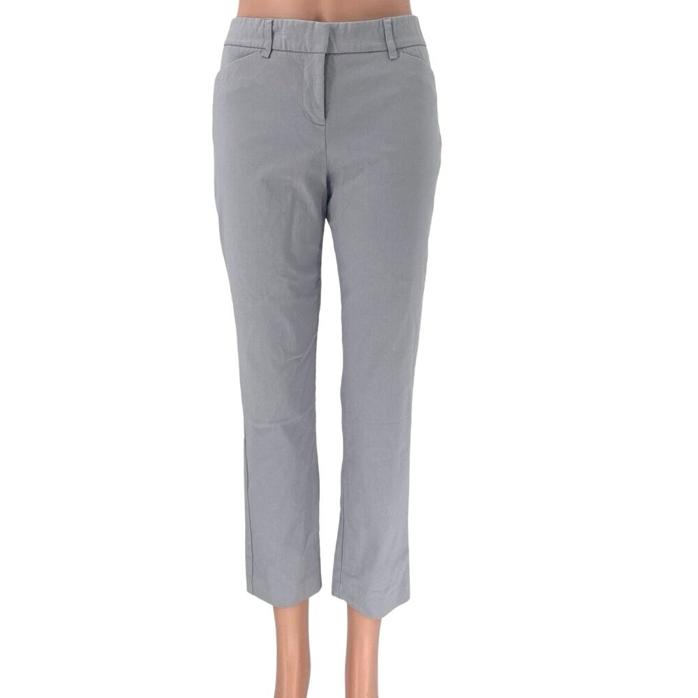 Mario Serrani Gray Cropped Mid Rise Comfort Stretch Slim Straight Pants Size 8